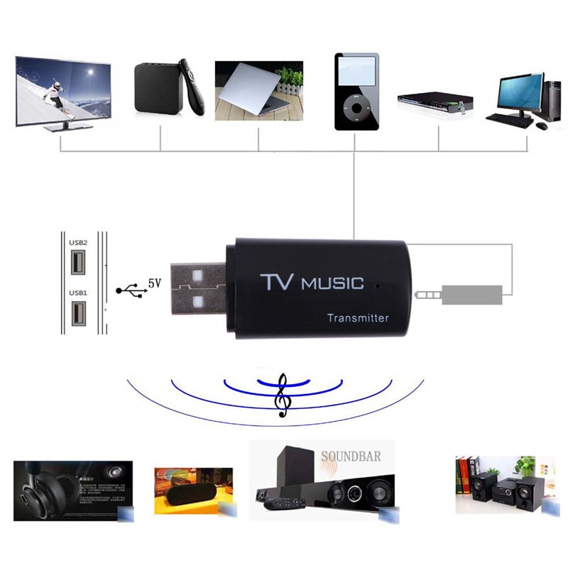 Mini Music Audio Transmitter 2.1 Wireless Audio Music Stereo Transmit Dongle Transmitters for Television Computer DVD MP3 