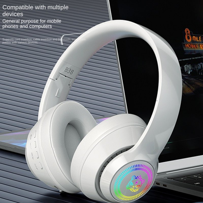 Head-mounted Bluetooth Headphones Hd Noise Reduction Subwoofer Wireless Luminous Gaming Headset 