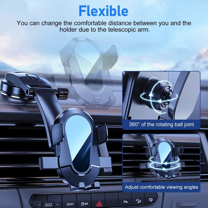Car Phone Holder 360-degree Rotating Suction Cup Stand Air Vent Gravity Navigation Bracket Cellphone Accessories 