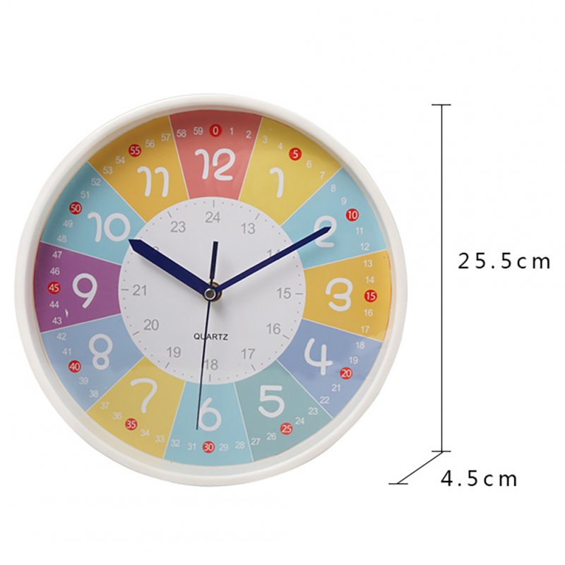 10inch Colorful Wall Clocks Silent Movement Teaching Clock for Classroom Playroom Nursery Bedrooms Kids Room