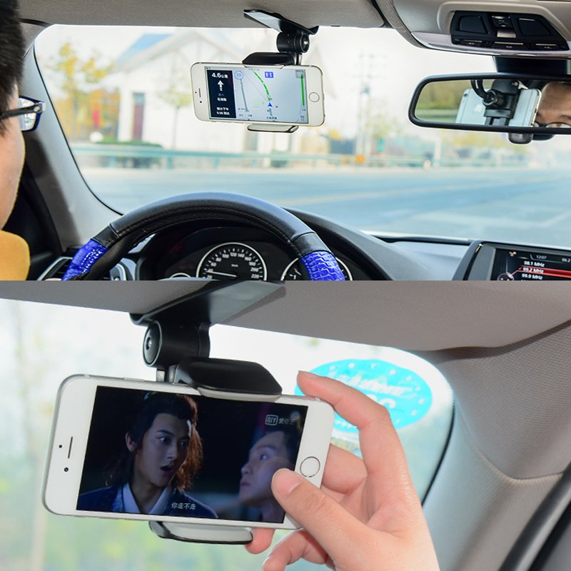 Universal 360 Car Clip Sun Visor Cell Phone Holder Mount Stand GPS Holder in Car Mobile Clip 