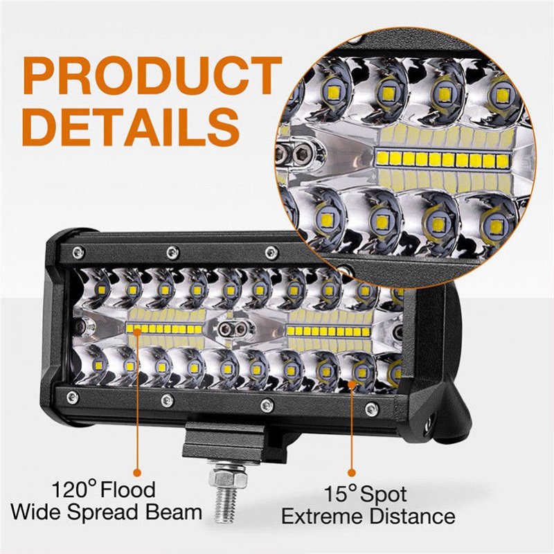 7 inch 400W LED Work Light Bar Flood Spot Beam Offroad 4WD SUV Driving Fog Lamp