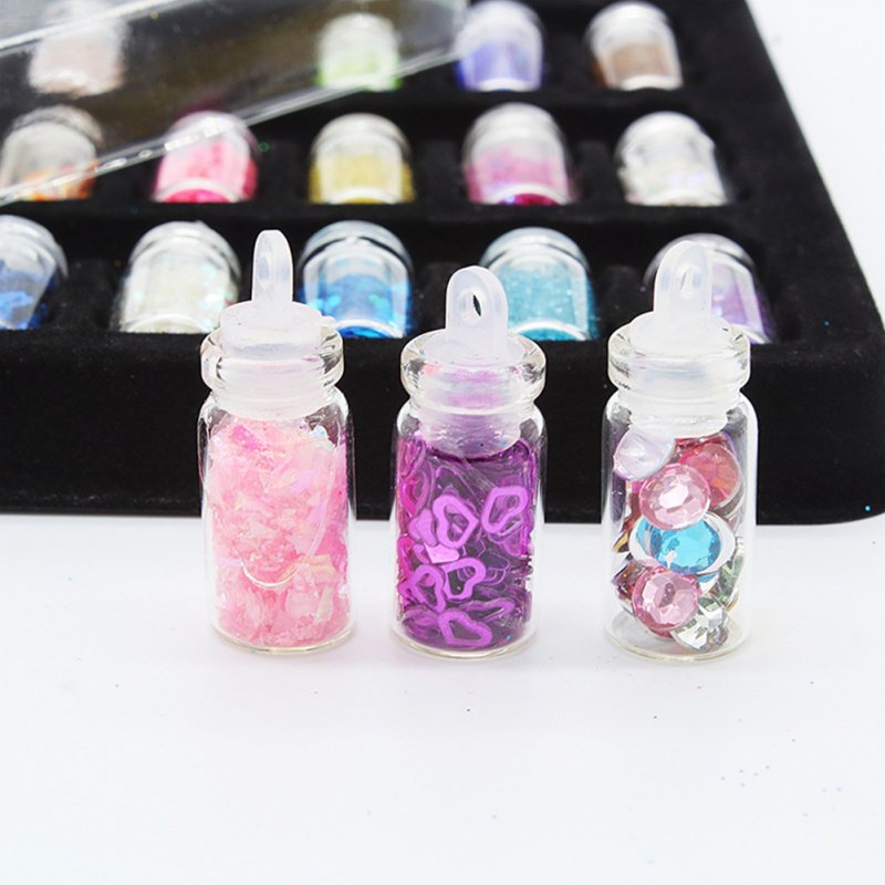 48 Bottles DIY 3D Crystal Nail Art Powder Sequins Glitter Manicure Tips Set Beauty Random Style