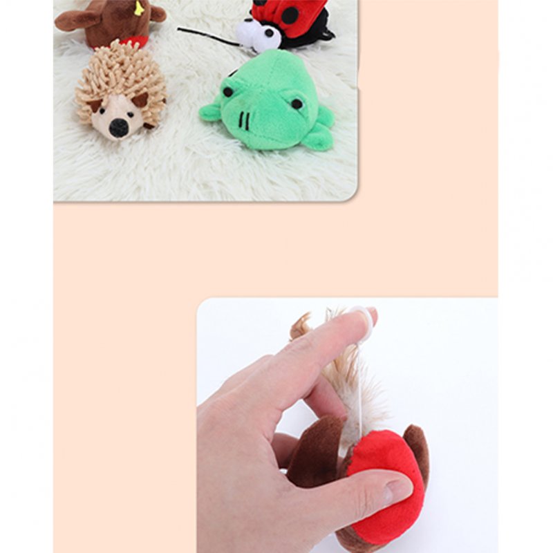 Cat Toys Simulation Hedgehog Bird Ladybird Frog Squeaky Interactive Plush Toys Pet Supplies For Small Dogs Puppy Kitten Frog