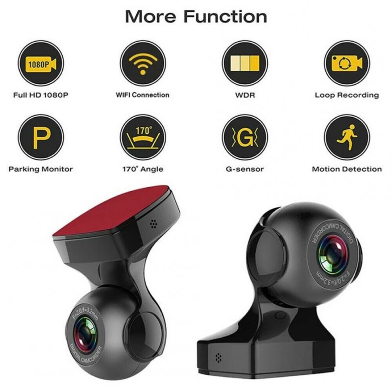 170 Degree Wifi Car  Driving  Recorder Hd 1080p Wide-angle Super Night Vision Dvr G-sensor Video Recorder Dash Cam Car Camera 