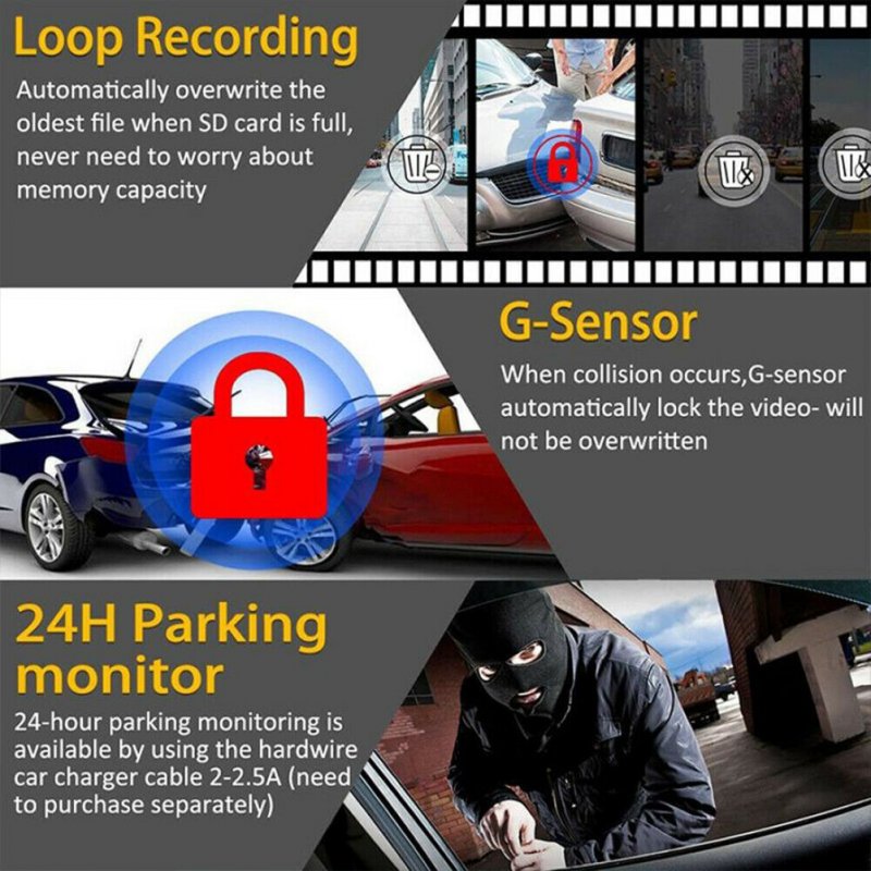 170 Degree Wifi Car  Driving  Recorder Hd 1080p Wide-angle Super Night Vision Dvr G-sensor Video Recorder Dash Cam Car Camera 