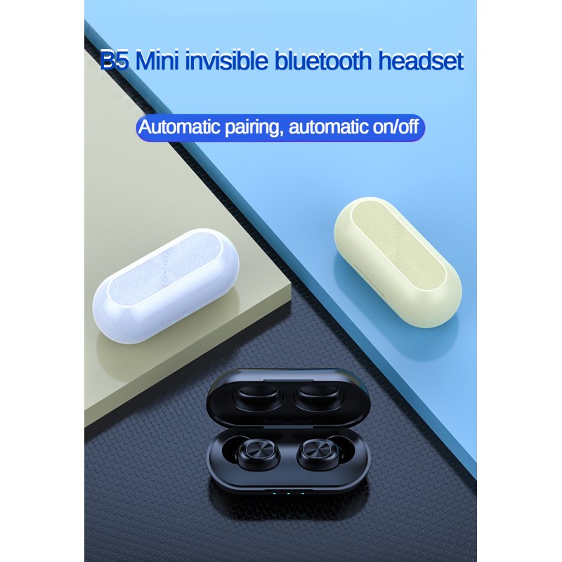 B5 TWS Bluetooth Wireless Earphone 5.0 Touch Control Earbuds Waterproof 9D Stereo Music Headset 