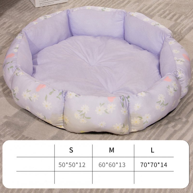 Round Pet Bed With Non-Slip Bottom No Deformation Super Soft Plush Pet Sleeping Bed Pet Products For Dogs Cats Pink S(50 x 50 x 12) within 5kg