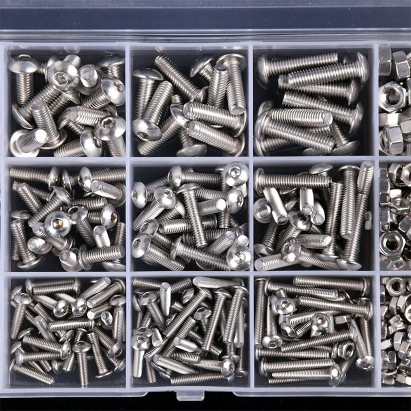 500pcs Screw With Nut Combination Kit M3 M4 M5 304 Stainless Steel Round Head Hexagon Socket Screws Nut Set 