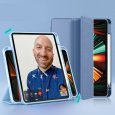 Tablet  Protective  Cover Silicone Case With Pen Slot Magnetic 360 Degree Rotatable Foldable Design Compatible For Pro2 Pro3 Pro5 Air4 blue_Pro5 12.9 inch（2021）