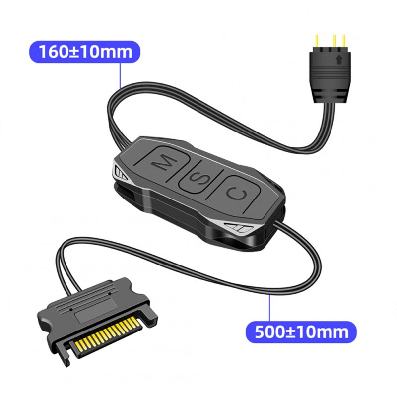 Argb Mini Controller With Lengthen Cable Wide Compatibility 5v 3-pin To SATA Power Supply RGB Sync Controller 