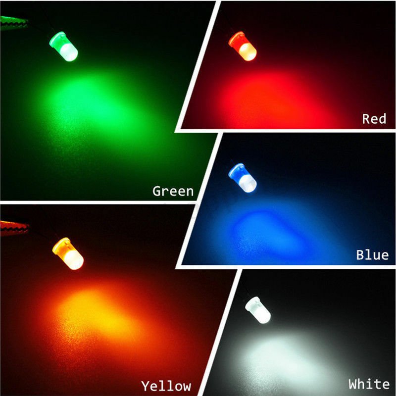 500Pcs 3mm LED Light White/Yellow/Red/Blue/Green Assortment Diodes DIY Kit  500 pcs/box