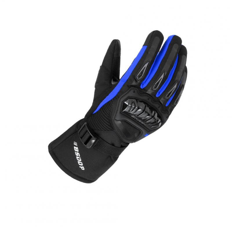 Motorcycle Winter Warm Gloves for Men Women Thickening Fleece Lined Touch Screen Windproof Gloves Blue M