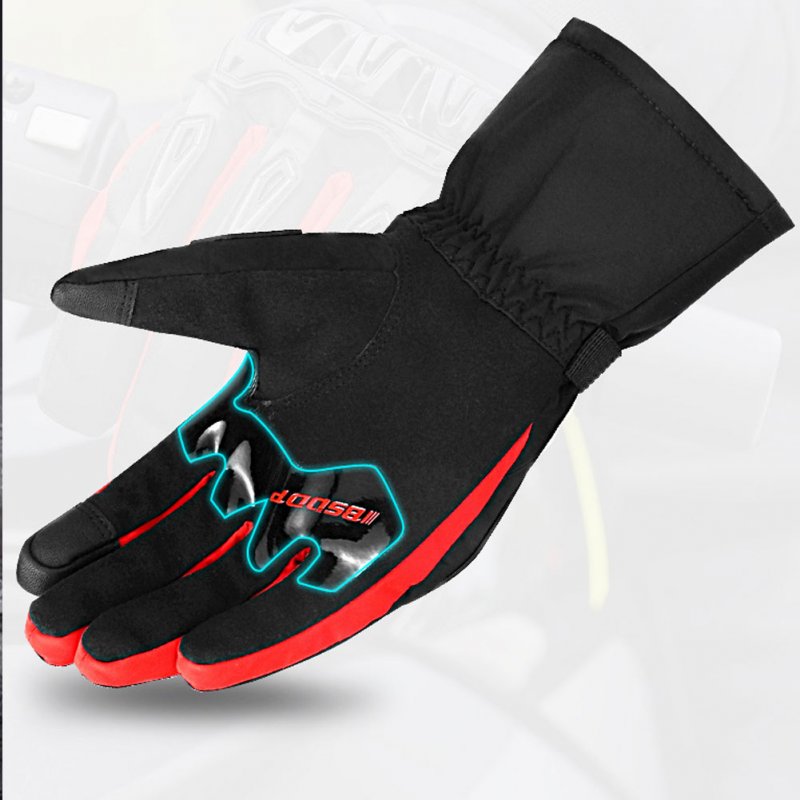 Motorcycle Winter Warm Gloves for Men Women Thickening Fleece Lined Touch Screen Windproof Gloves Blue M