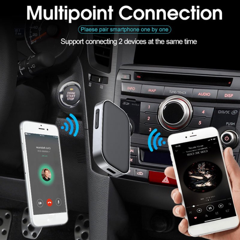 J22 Bluetooth-compatible Receiver With Mic 3.5mm Aux Wireless Audio Amplifier Adapter Car Handsfree Kit 