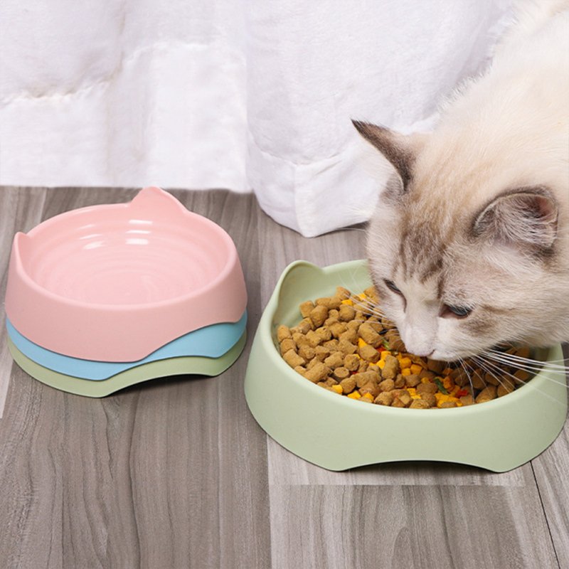 Cute Cat Ear Threaded Pet Food Bowl Feeding Bowl Dog Cats Kitten Anti-slip Feeder Bowls Pet Supplies Small 15 x 4.5cm_blue