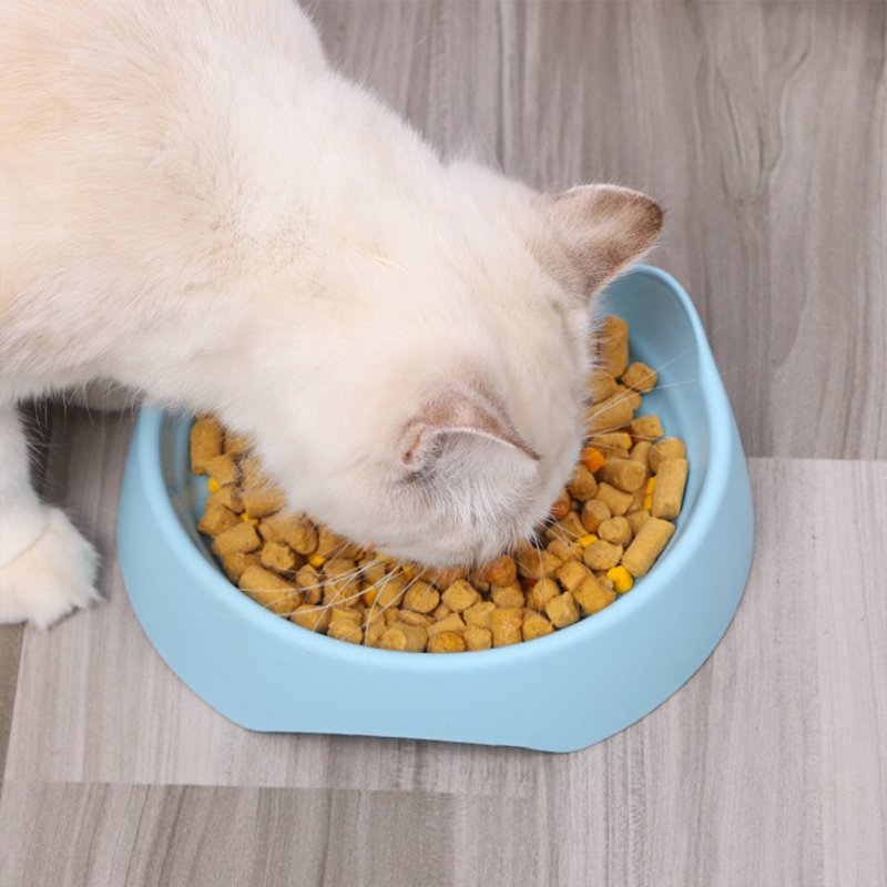 Cute Cat Ear Threaded Pet Food Bowl Feeding Bowl Dog Cats Kitten Anti-slip Feeder Bowls Pet Supplies Small 15 x 4.5cm_blue
