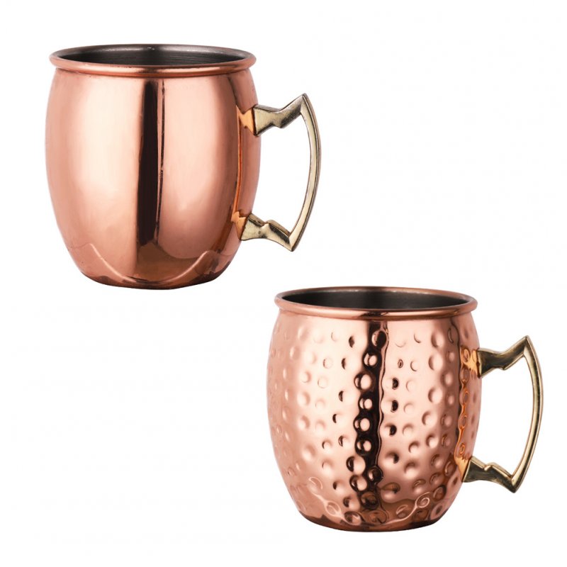 Moscow Mule Copper Mugs Hand-made 304 Stainless Steel Copper Mugs For Cocktails Whiskey Champagne Wine 