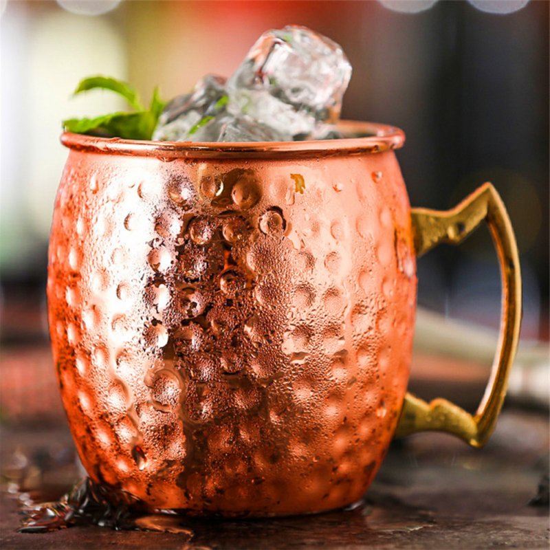 Moscow Mule Copper Mugs Hand-made 304 Stainless Steel Copper Mugs For Cocktails Whiskey Champagne Wine 
