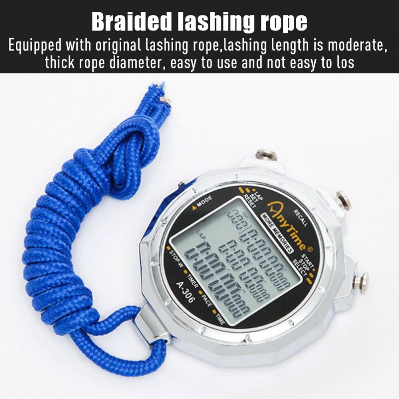Stopwatch Metal Stop Watch For Sports Waterproof Stopwatches Timer With Original Lashing Rope For Sports Competitions 1/1000 second