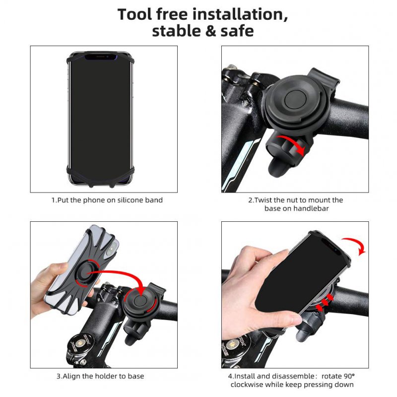Mobile Phone Holder for Bicycle Motorcycle Universal Phone Bracket Anti-drop Anti-vibration Silicone Magnetic 360 Degree Rotation 