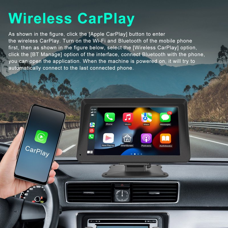 HD 7-inch Car Radio Multimedia Video Player Touch Screen Display for Carplay/android Auto/airplay 