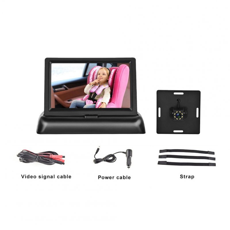 12-24v Car Monitor Folding Screen Display with Cigarette Lighter Power Cord 8-light Camera 