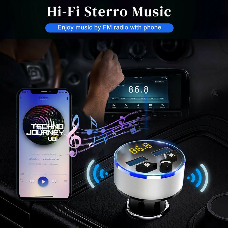 Car Charger Wireless Bluetooth 5.0 Receiver Dual Usb Fast Charging 