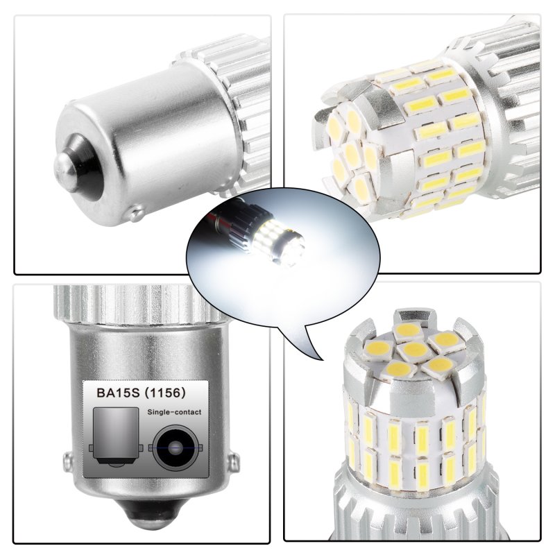 2pcs Fast Heat Disspation Aluminum LED Bulb for Drviaion 1156/1157Canbus Light White light_1156 bau15s py21w
