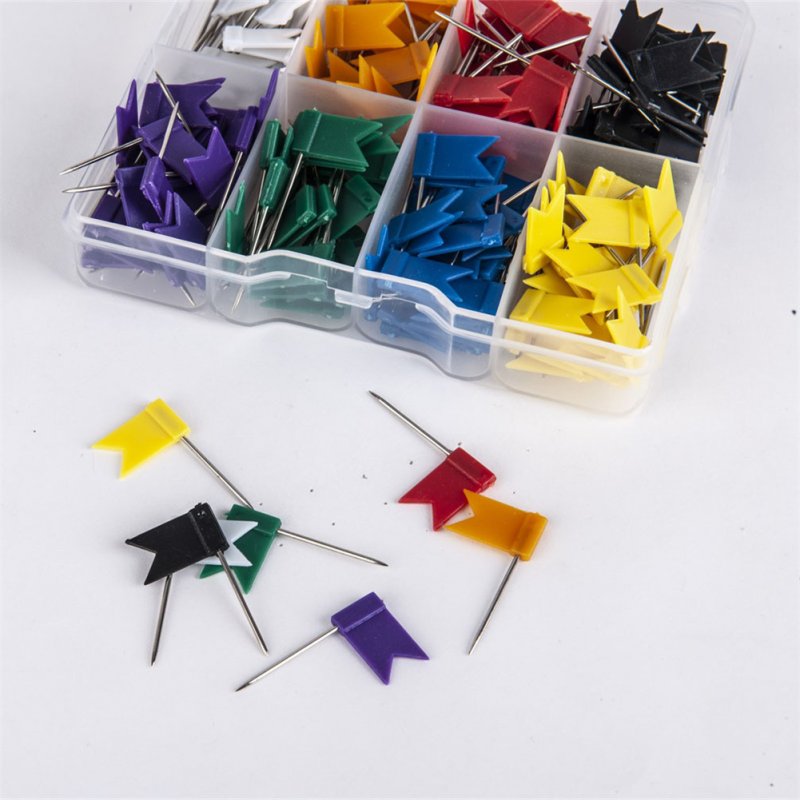 160pcs Multi Color Flag-shaped Nails Drawing Pins Cork Board Map Marker Thumbtack Pins Office Supplies 