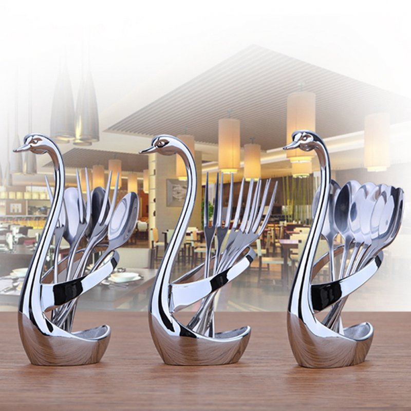 Creative Swan Shape Base Holder Multi-purpose 304 Stainless Steel For Knives Forks Spoons Tableware 