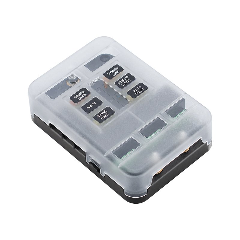 Rv Yacht Fuse Box with Led Indication Light 6-way Multiple Fuses Holder Acc Control for Car Marine Boat 