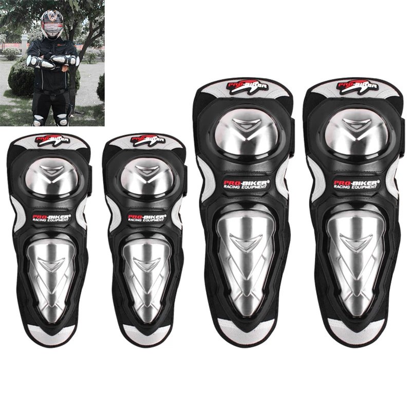 4pcs Motorcycle Stainless PE Knee Pads Motocross Elbow Protection Racing Equipment For Snowboard Motorbike 