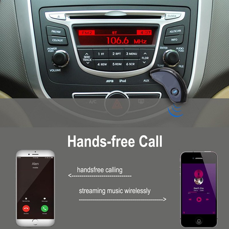 Car Bluetooth Receiver BT4.2 Version 3.5mm Aux Curved Audio Receiver Hands-free Wireless Adapter Support Call Conversation 