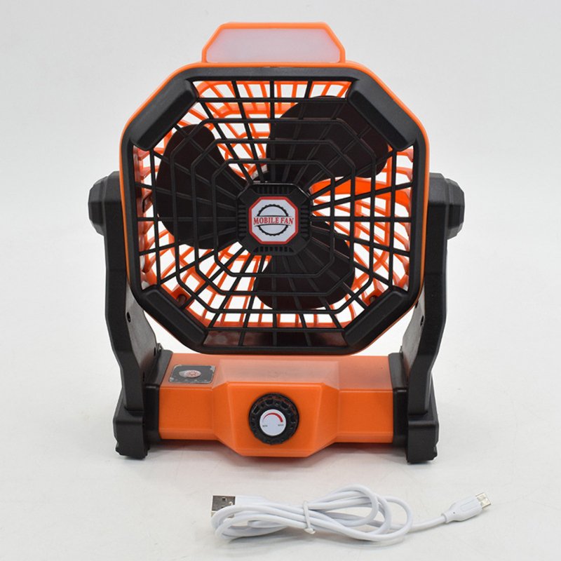 Camping Fan 10400mah Air Circulators Rechargeable Wireless Portable Table Electric Fan with Hook Orange