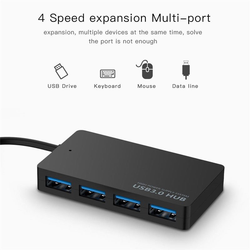4-Port USB 3.0 HUB Splitter Expansion PC Laptop Cable Adapter  