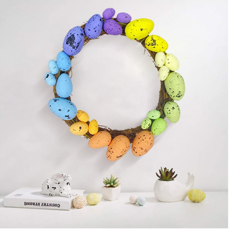 Artificial Easter Egg Wreath Front Door Window Hanging Wreath Simulation Garland For Easter Decorations 