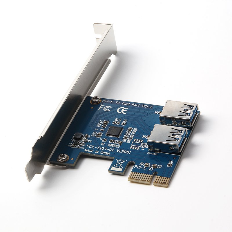 2-port PCI-E to USB 3.0 HUB 5Gbps Expansion Card Adapter for Desktop Computer Components Riser Cards Mining Cards