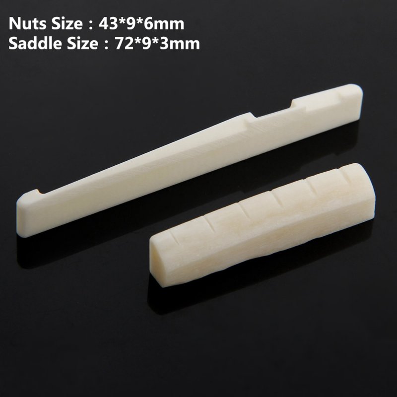 6pcs Natural Cattle Bone Guitar Nut +Saddle+Bridge Pin+Pins Puller for Folk Guitar Replacement Accessories white