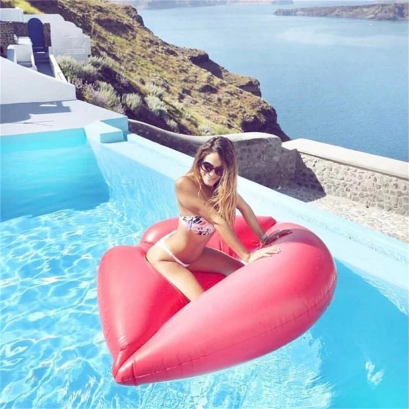 Pvc Inflatable Swimming Ring Lip-shaped Floating Bed Lie-on Pool Float Water Toys 