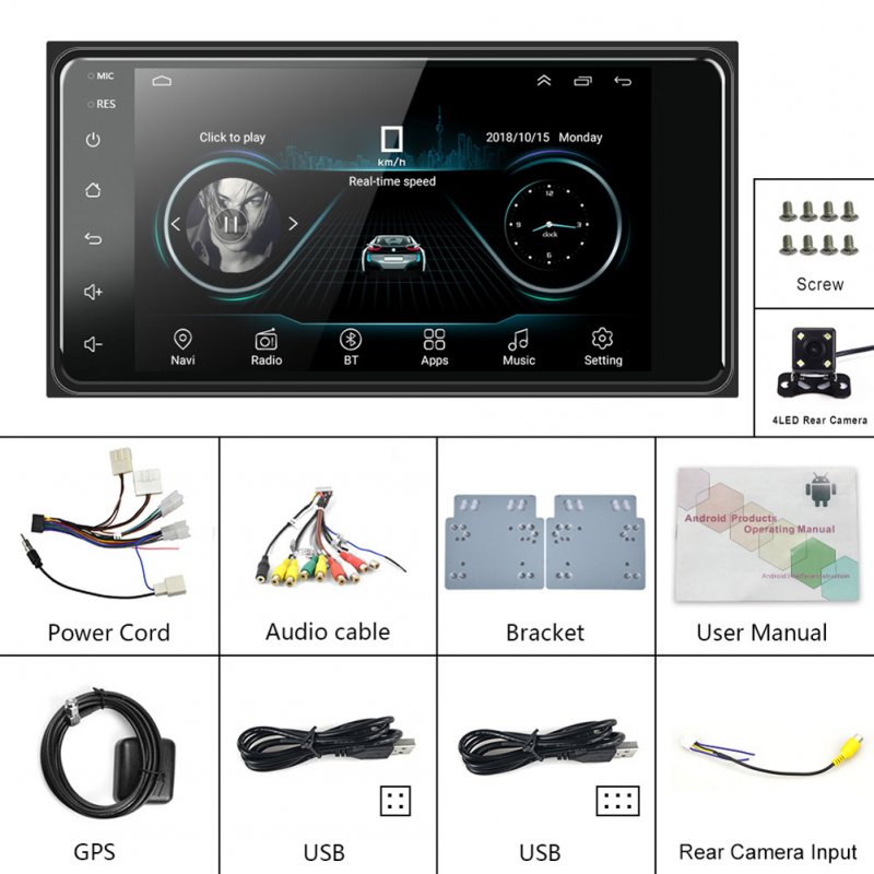 Android 11 Car Player Bluetooth Multimedia Navigation Reversing Video Player for Corolla Standard with 12 Lights Camera