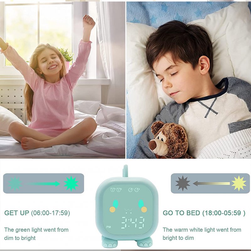 Rechargeable Cute Digital Alarm  Clocks Kids Dinosaur-shaped Alarm Clock Wake Up Night Lights For Girls Boys 