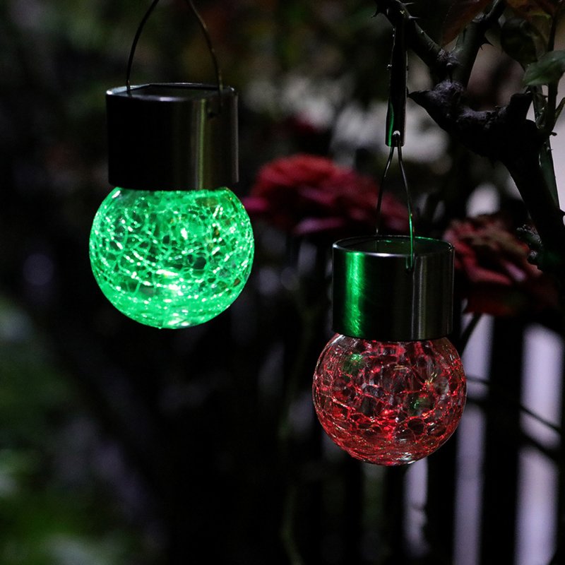 5pcs LED Cracked Glass Ball Light With Solar Panels Stainless Steel Hooks Solar Powered Hanging Lamp For Wedding Christmas Home Party Garden Patio Decor 