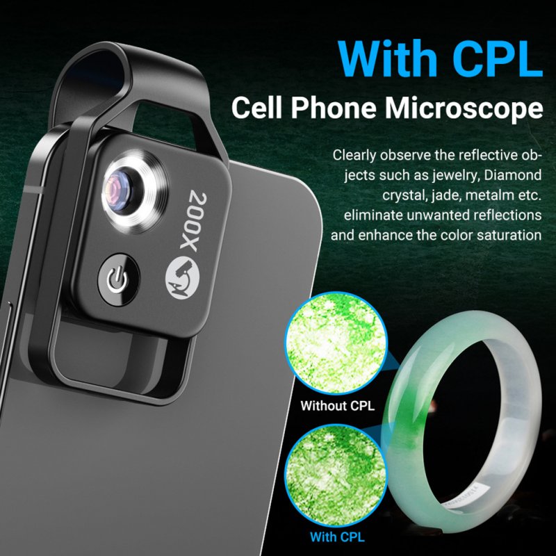 200x Mobile  Phone  Lens Telescope With Led Light Children Scientific Experiment Biological Hd Mini Microscope Lens For Smartphones 
