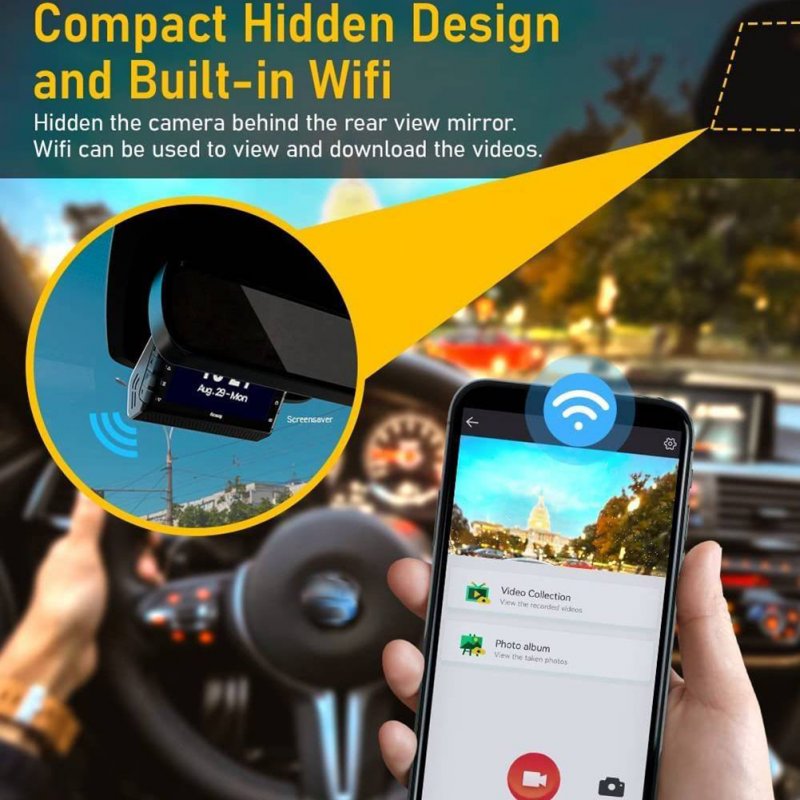A900 Car Dash Cam 3 Inch Ips Screen Novatek 96670 4k HD Wifi Driving Recorder Parking Camera 