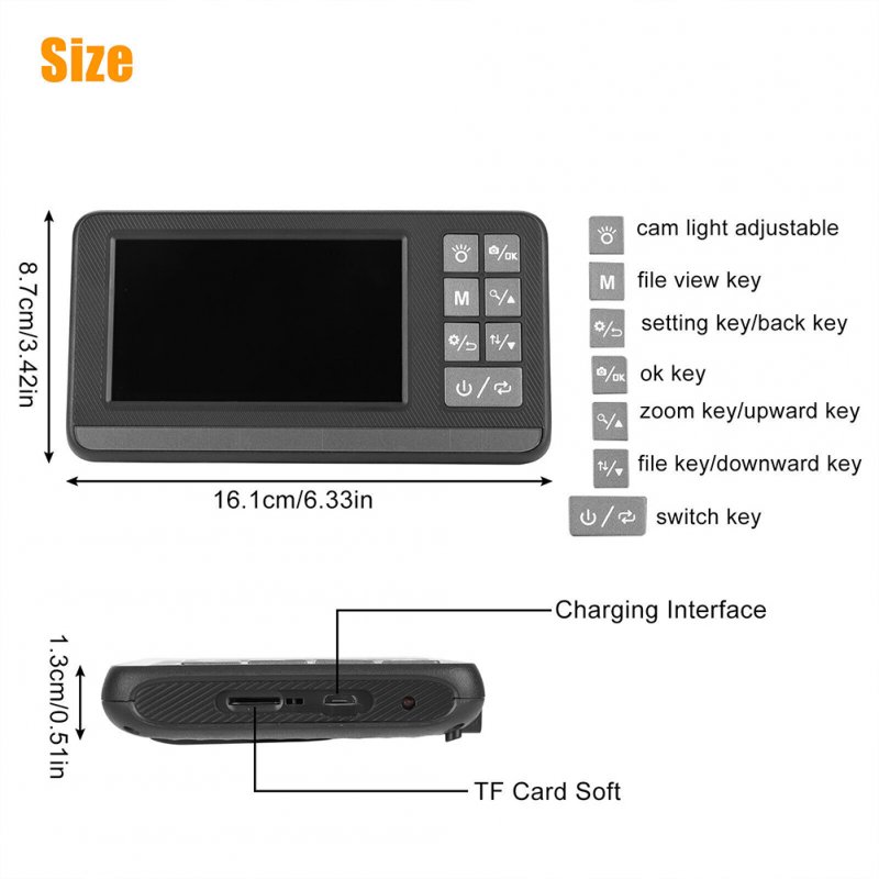4.3 inch Lcd Screen Industrial Endoscope 8mm 1080p HD Borescope Inspection Camera with 8 LED Lights 