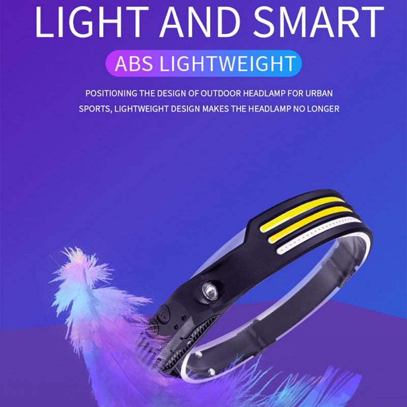 Sensor Cob Led Headlamp Outdoor Usb Charging Flashlight Torch Head Band Lamp Riding Multi-function White Light