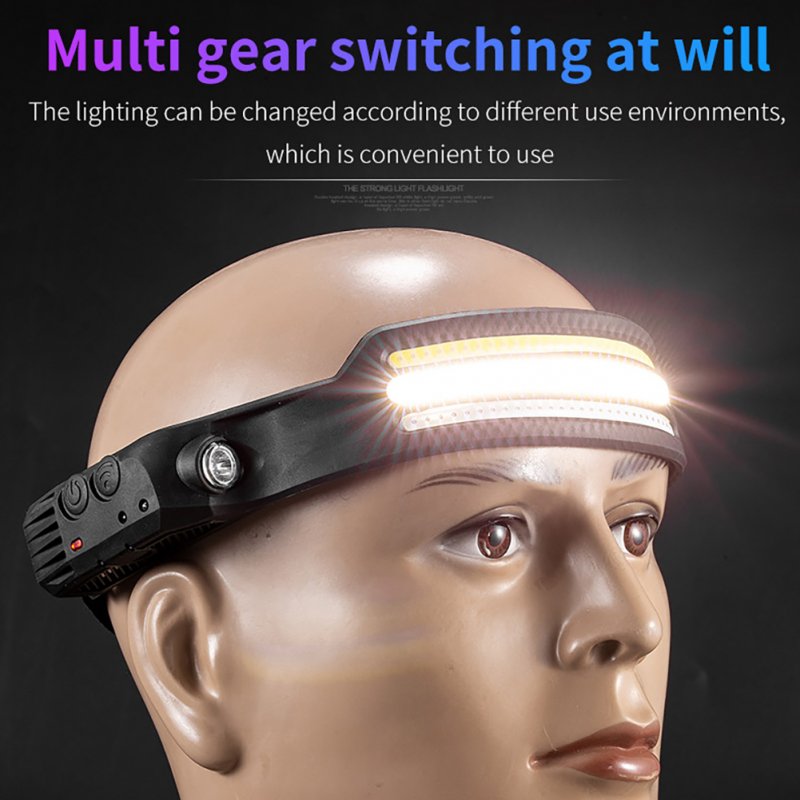 Sensor Cob Led Headlamp Outdoor Usb Charging Flashlight Torch Head Band Lamp Riding Multi-function White Light