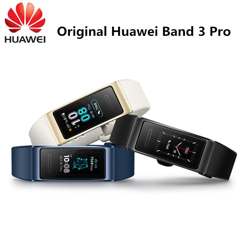 Original HUAWEI Band 3 Pro GPS Smart Band Metal Amoled 0.95' Full Color Touchscreen Swim Stroke Heart Rate Sensor Sleep Bracelet 
