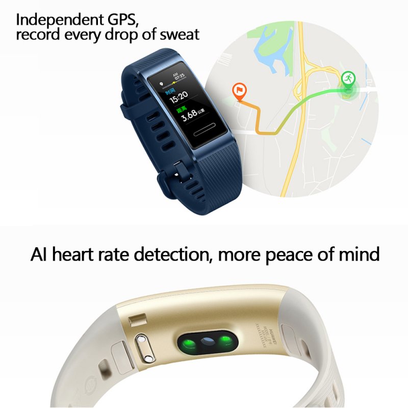 Original HUAWEI Band 3 Pro GPS Smart Band Metal Amoled 0.95' Full Color Touchscreen Swim Stroke Heart Rate Sensor Sleep Bracelet 